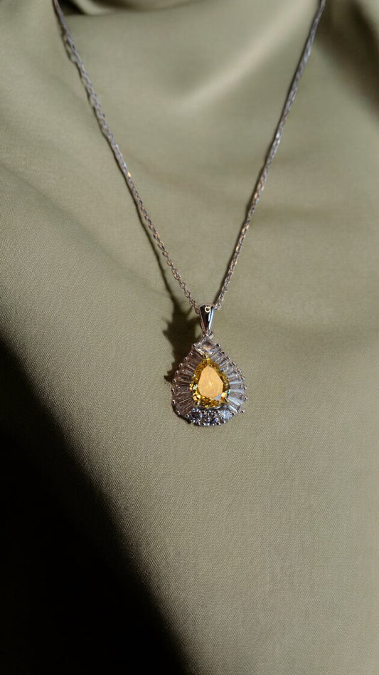 ICE CUT Yellow Oval Necklace