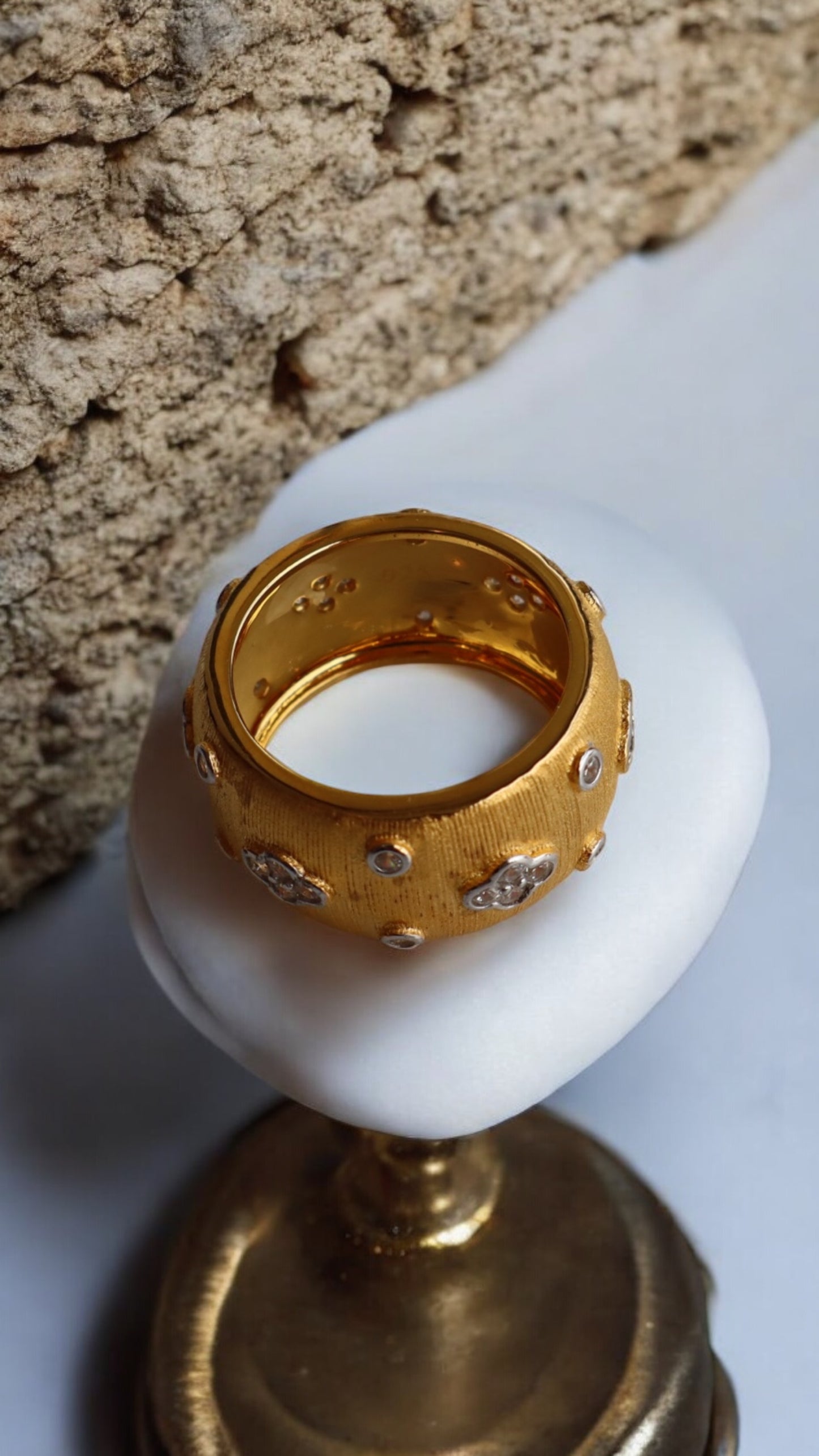 14K GOLD Plated Gold Zircon Ring