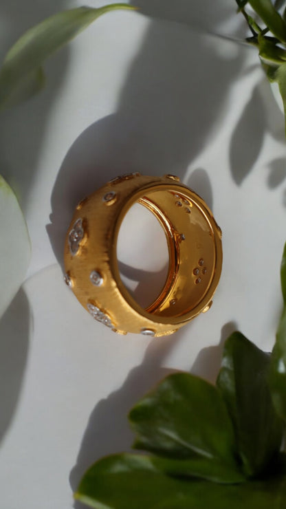 14K GOLD Plated Gold Zircon Ring