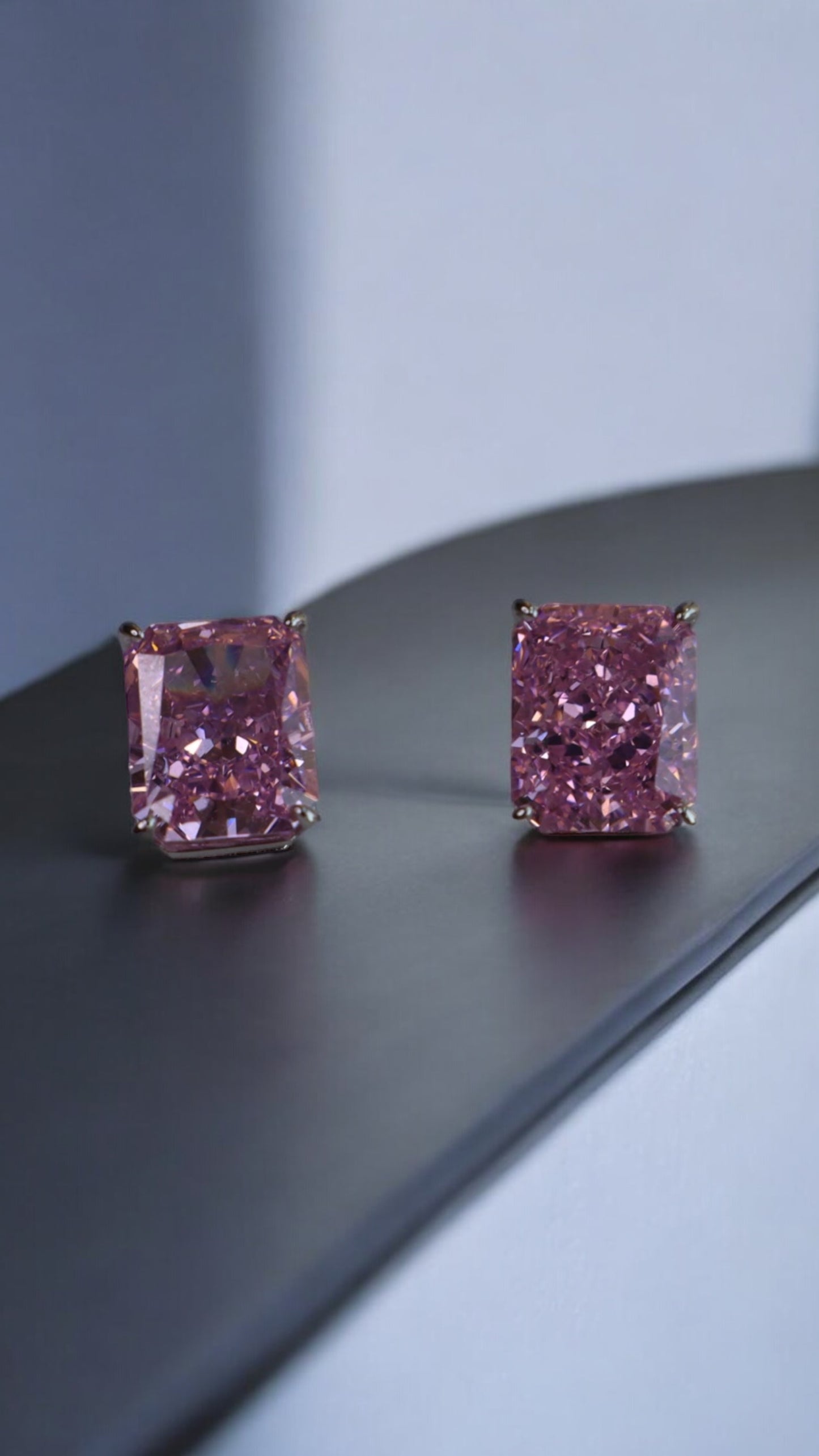 ICE CUT Fancy Pink Square Earring