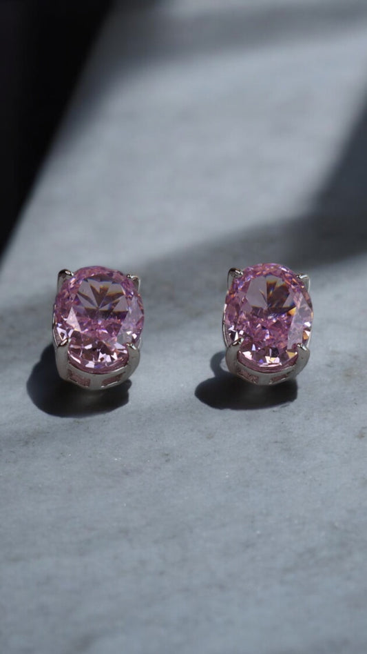 ICE CUT Pink Fancy Oval Earring