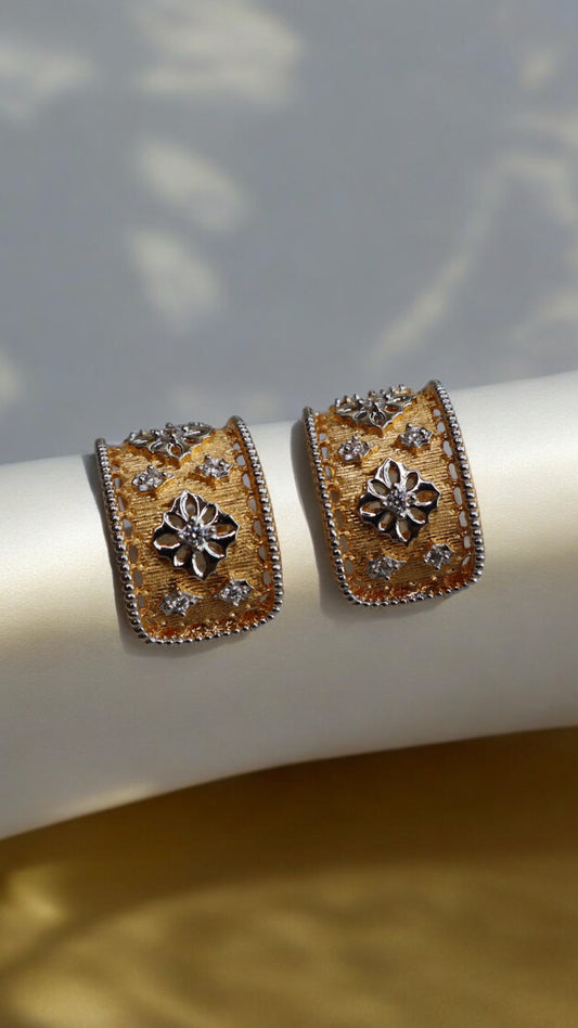 14K GOLD Plated Gold Flower Earring