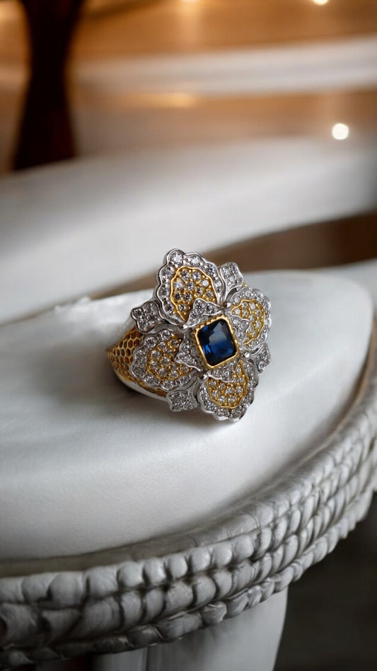 925 St. Silver Dark Blue Ring