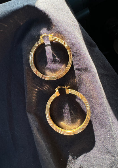 14K GOLD Plated Hoop Earring