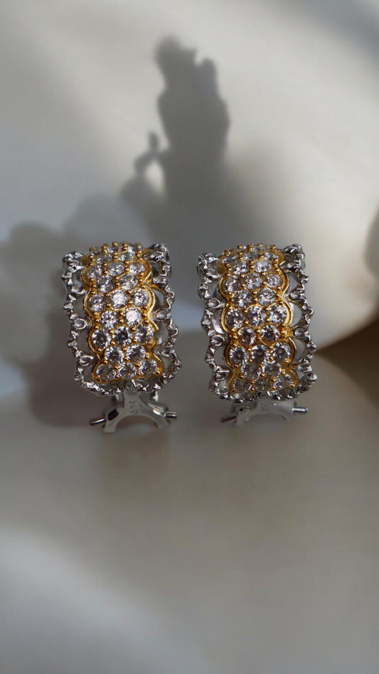 14K GOLD Plated Silver Shiny Earring