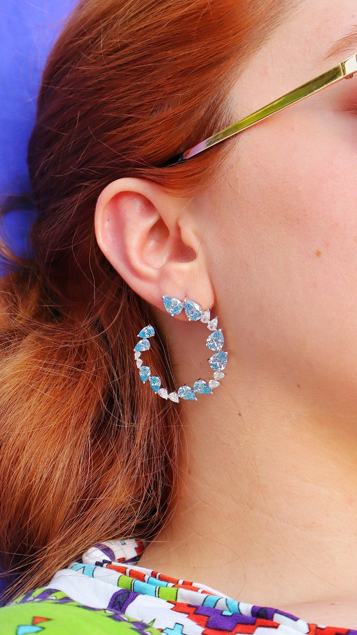 ICE CUT Skyblue Diamond D-colour Earrings