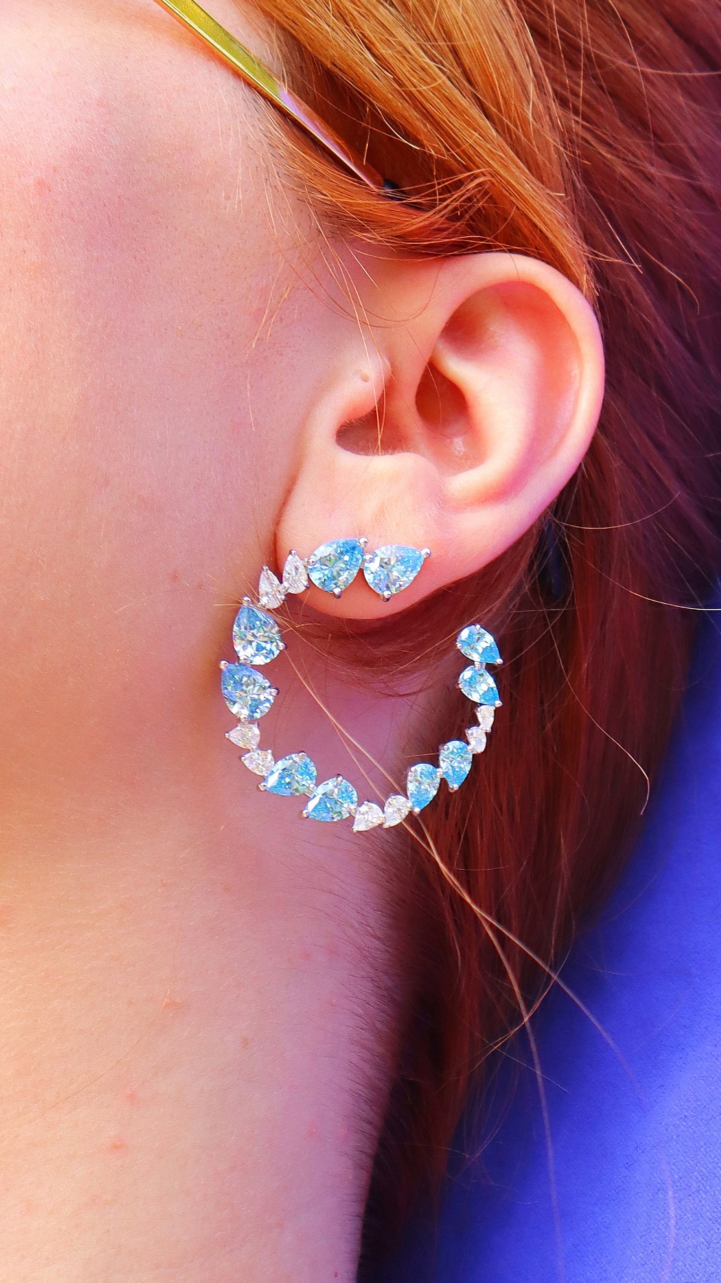 ICE CUT Skyblue Diamond D-colour Earrings