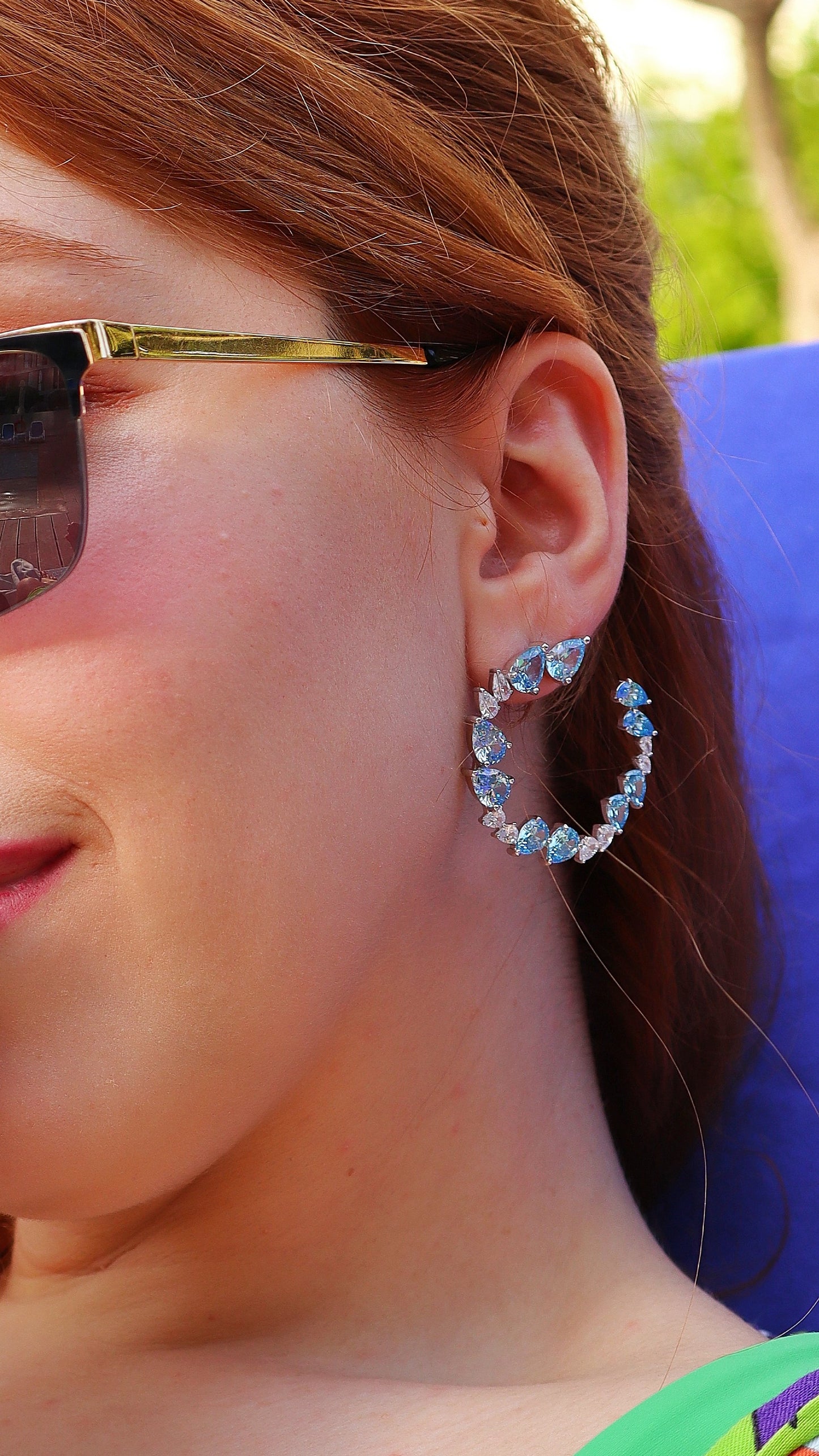 ICE CUT Skyblue Diamond D-colour Earrings