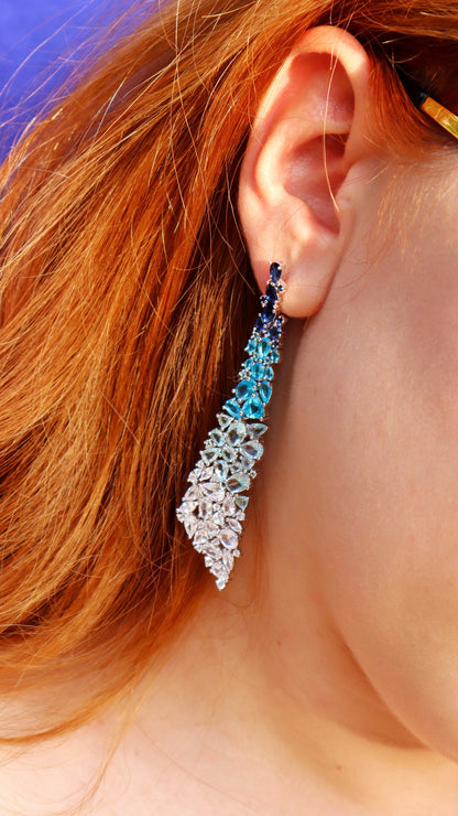 Blue Fancy Zircon Earrings