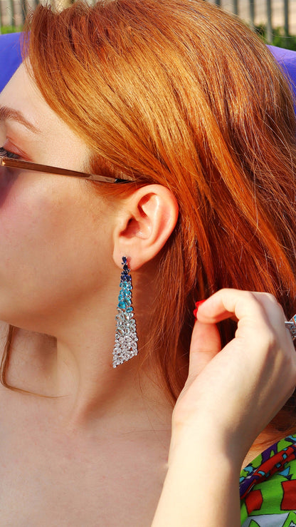 Blue Fancy Zircon Earrings