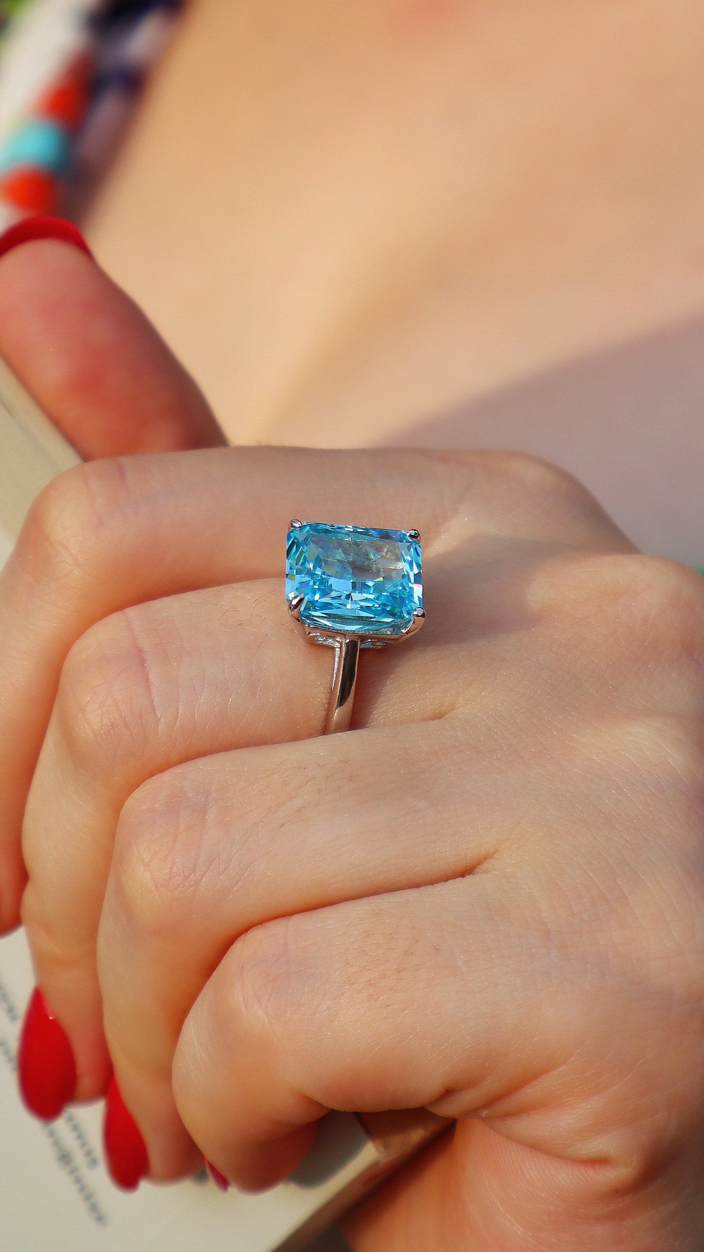 ICE CUT SkyBlue Baguette Ring