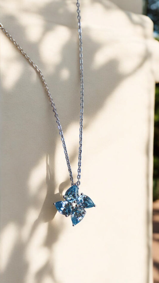 ICE CUT SkyBlue Floral Necklace