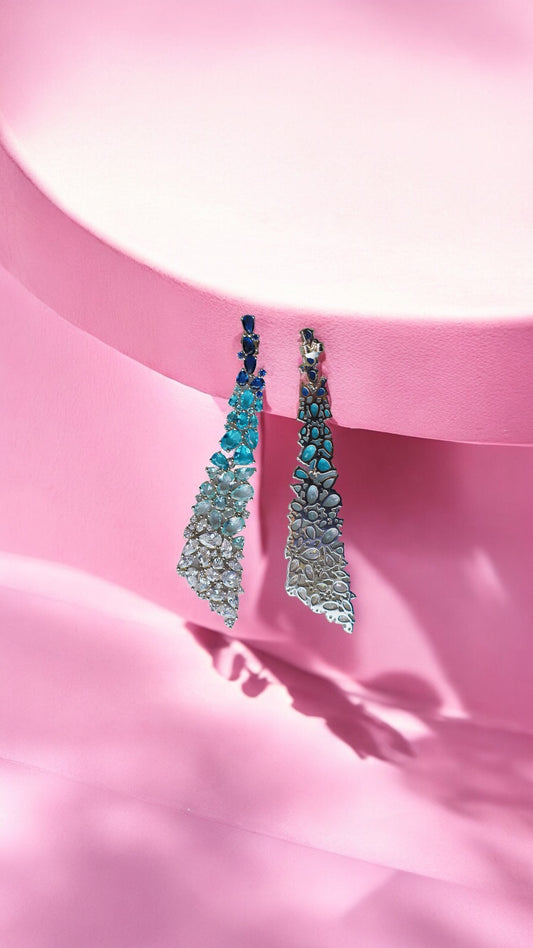 Blue Fancy Zircon Earrings